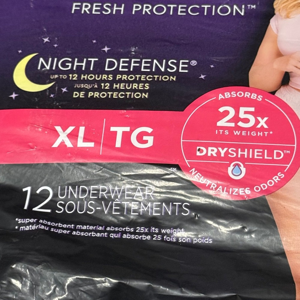 Women's depends underwear size‎ XL 12 pack Night Defense - Picture 2 of 4